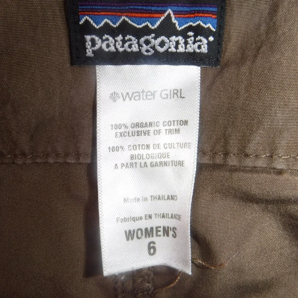 Patagonia Water Girl Brown Organic Cotton Cargo Shorts Womens 6 Hiking Utility‎